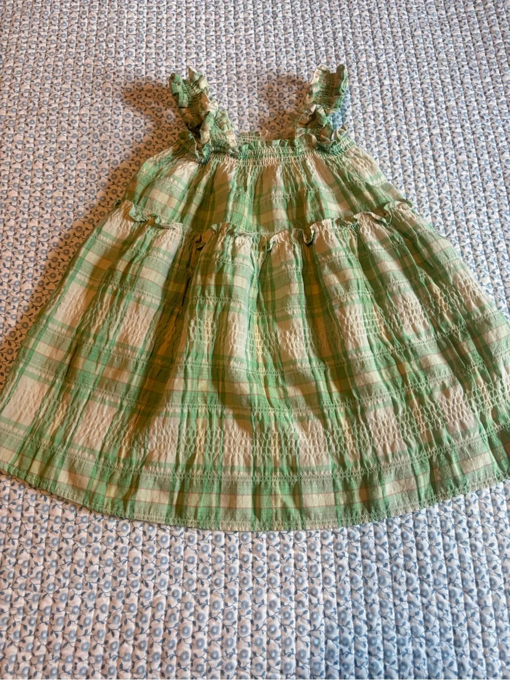 Old Navy Green Plaid Ruffle-Strap Sundress